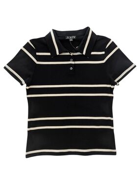 NWT J. Crew Black and Cream Striped Shrunken Polo Shirt
